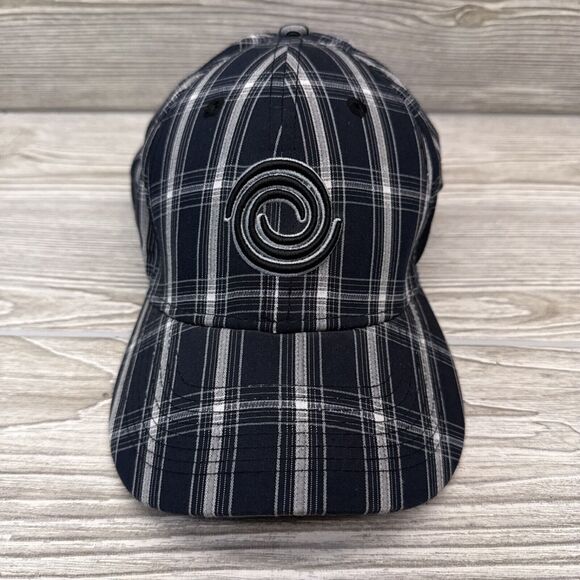 Callaway Golf Stretch Fit Fitted Hat Black Gray Plaid Size Medium 22.5" - Picture 1 of 7
